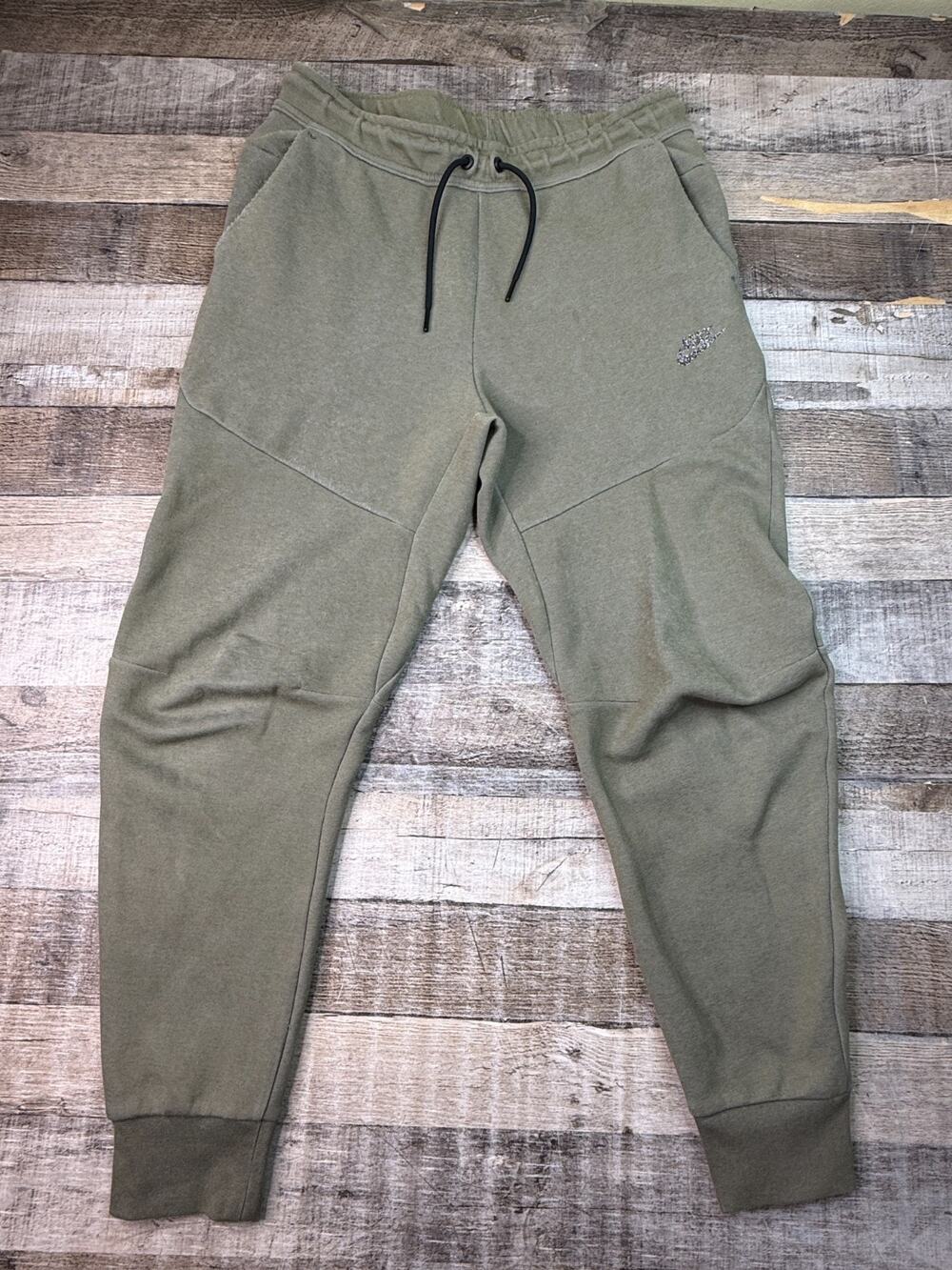 Nike Pants Tech Fleece Mens Medium Olive Green Jogger Sweatpants DQ4316-222
